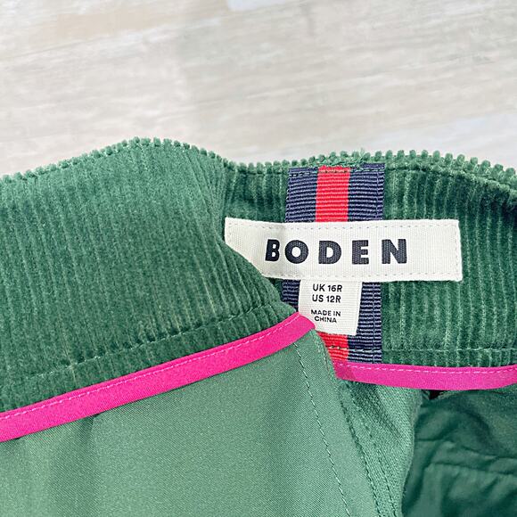 Boden Kew Cord Trousers Green Corduroy Ankle Stretch Womens US 12R UK 16R - Picture 6 of 8